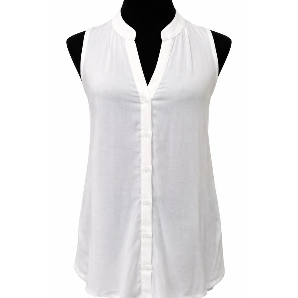 Anthropologie Maeve Womens Sleeveless Blouse Size‎ 12 White Button Down Cotton